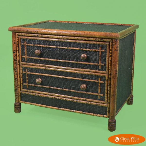 Grasscloth Burnt Bamboo Cabinet