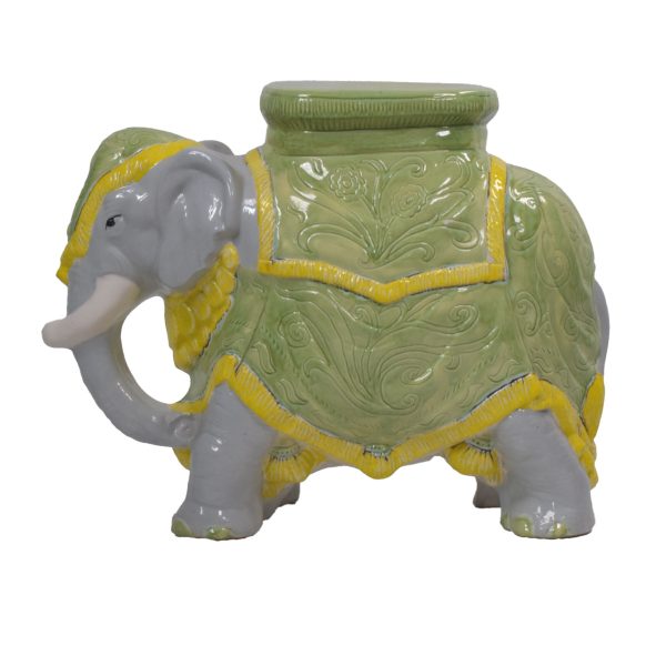 Gray and Green Vintage Elephant Garden Seat