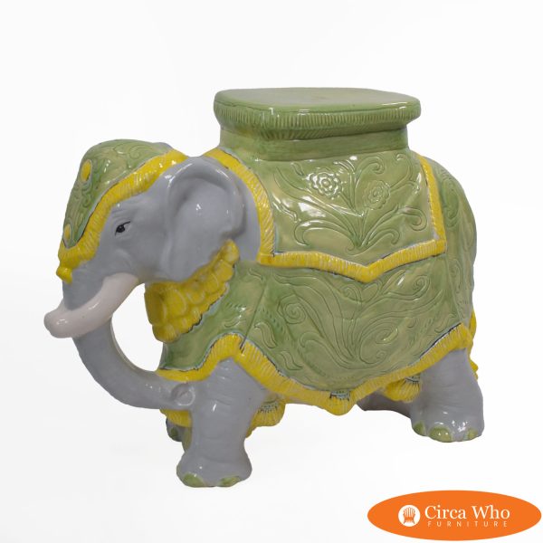 Gray and Green Vintage Elephant Garden Seat