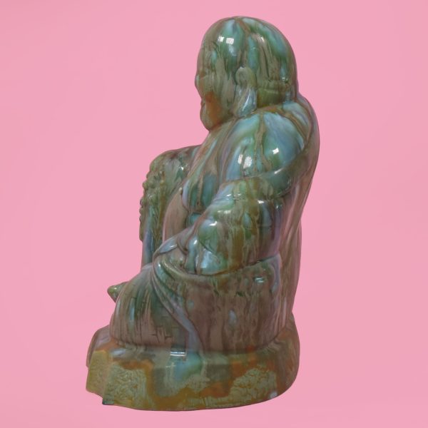 Green Ceramic Happy Buddha Figure
