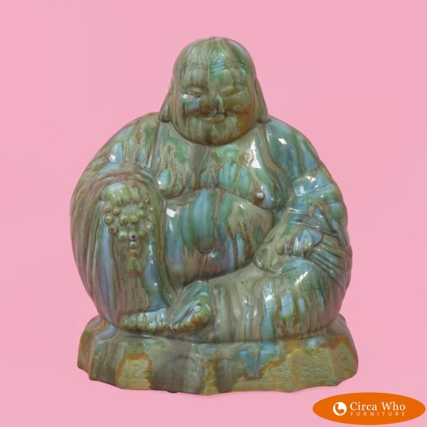 Green Ceramic Happy Buddha Figure