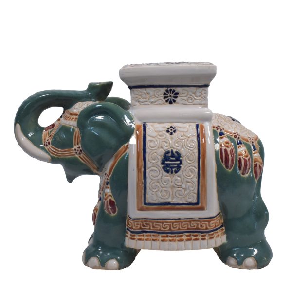 Green and Beige Elephant Garden Seat