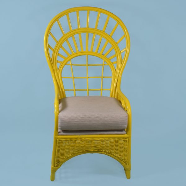 High Back Fretwork Rattan Throne Chair