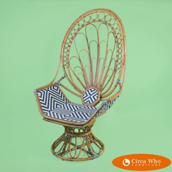 Highback Swivel Rattan Throne Chair