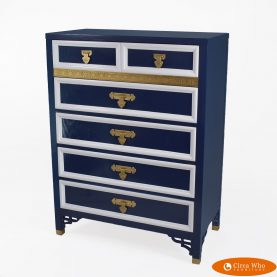 Hollywood Regency Blue and White Chest