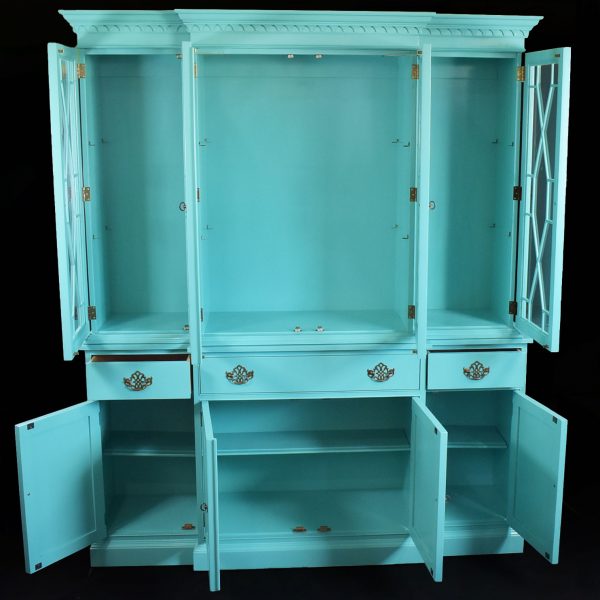 Hollywood Regency Fretwork Breakfront Cabinet