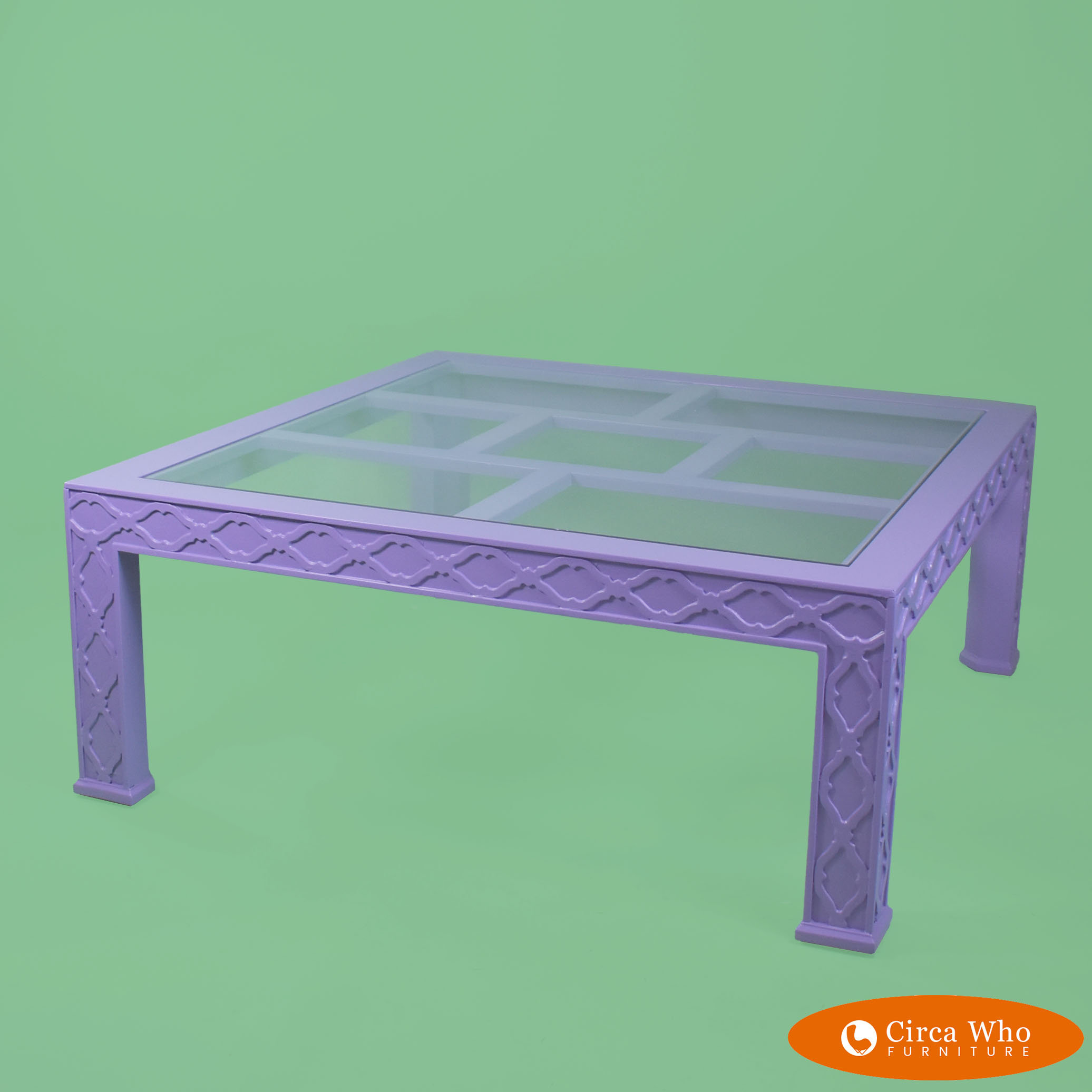 Hollywood Regency Fretwork Square Coffee Table