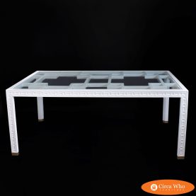 Hollywood Regency Fretwork and Brass Dining Table