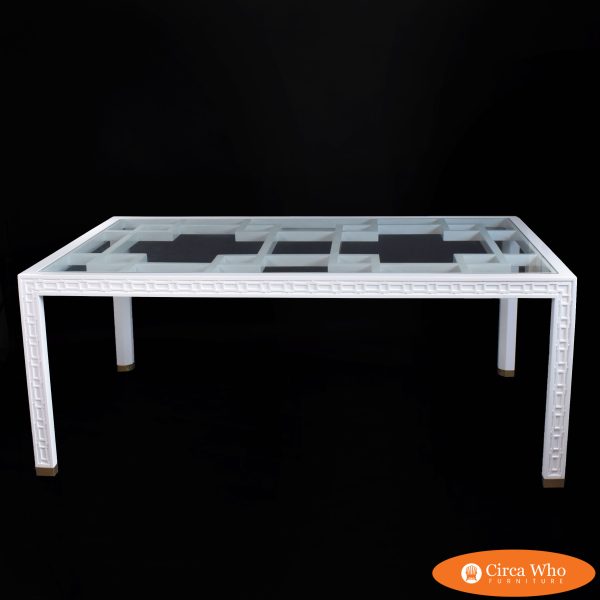 Hollywood Regency Fretwork and Brass Dining Table