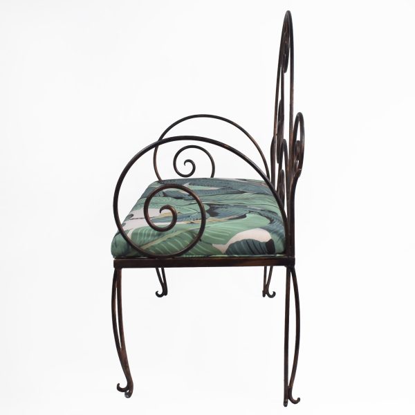 Upholstered Neoclassical Iron Bench