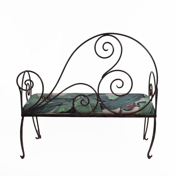 Upholstered Neoclassical Iron Bench