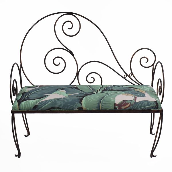 Upholstered Neoclassical Iron Bench