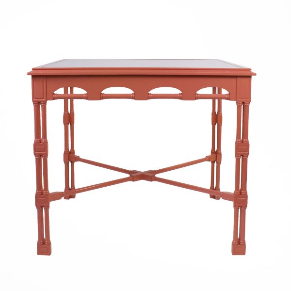 Hollywood Regency Pink Glass Top Game Table