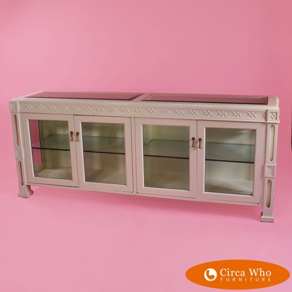 Hollywood regency white credenza