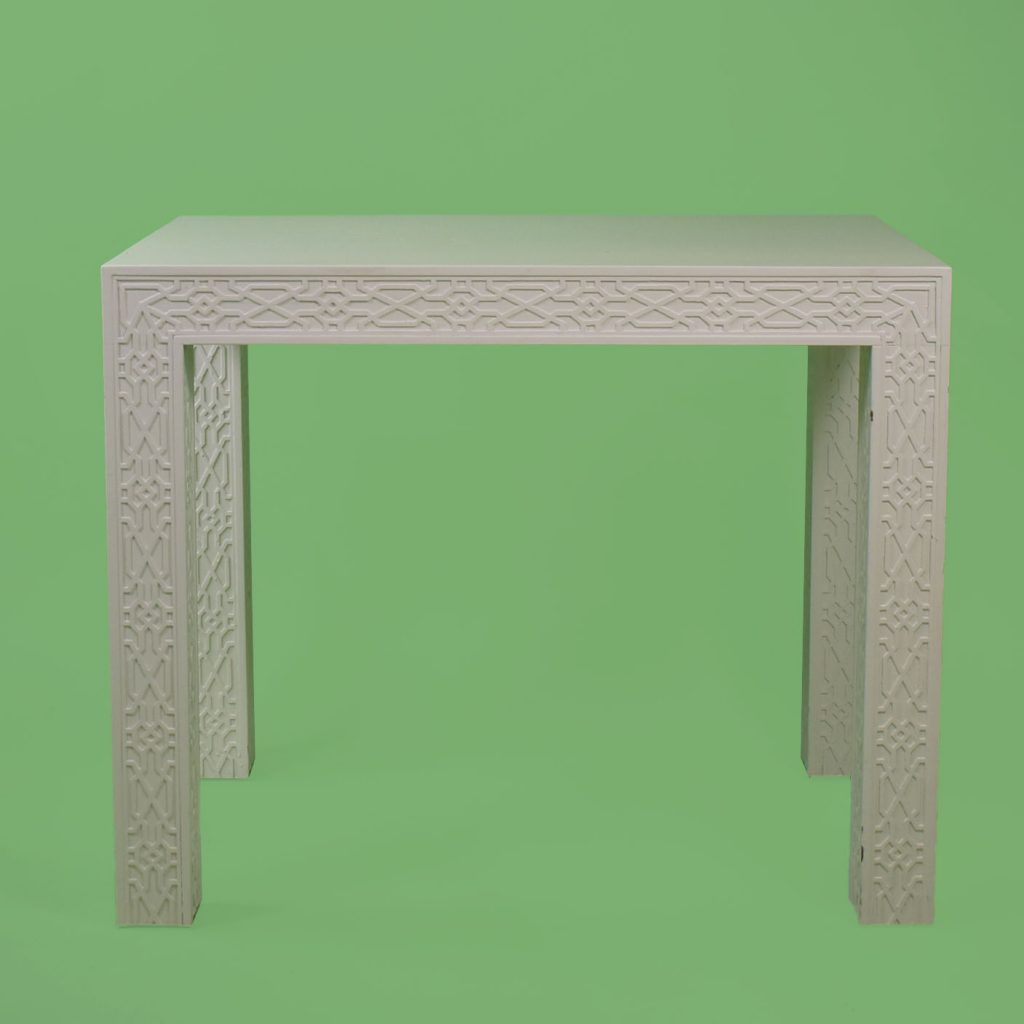 Hollywood Regency White Fretwork Side Table Circa Who