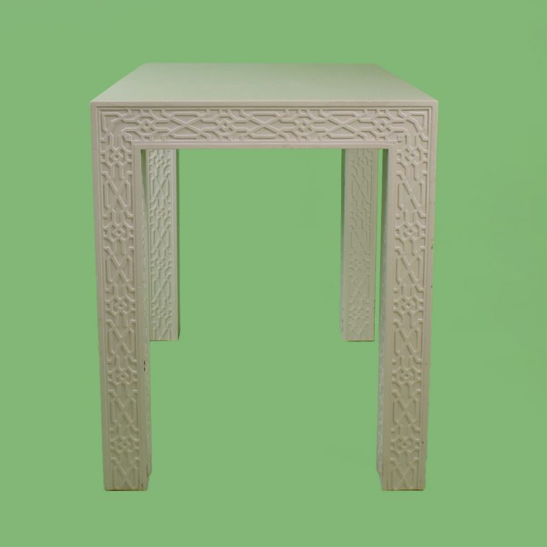 Hollywood Regency White Fretwork Side Table Circa Who