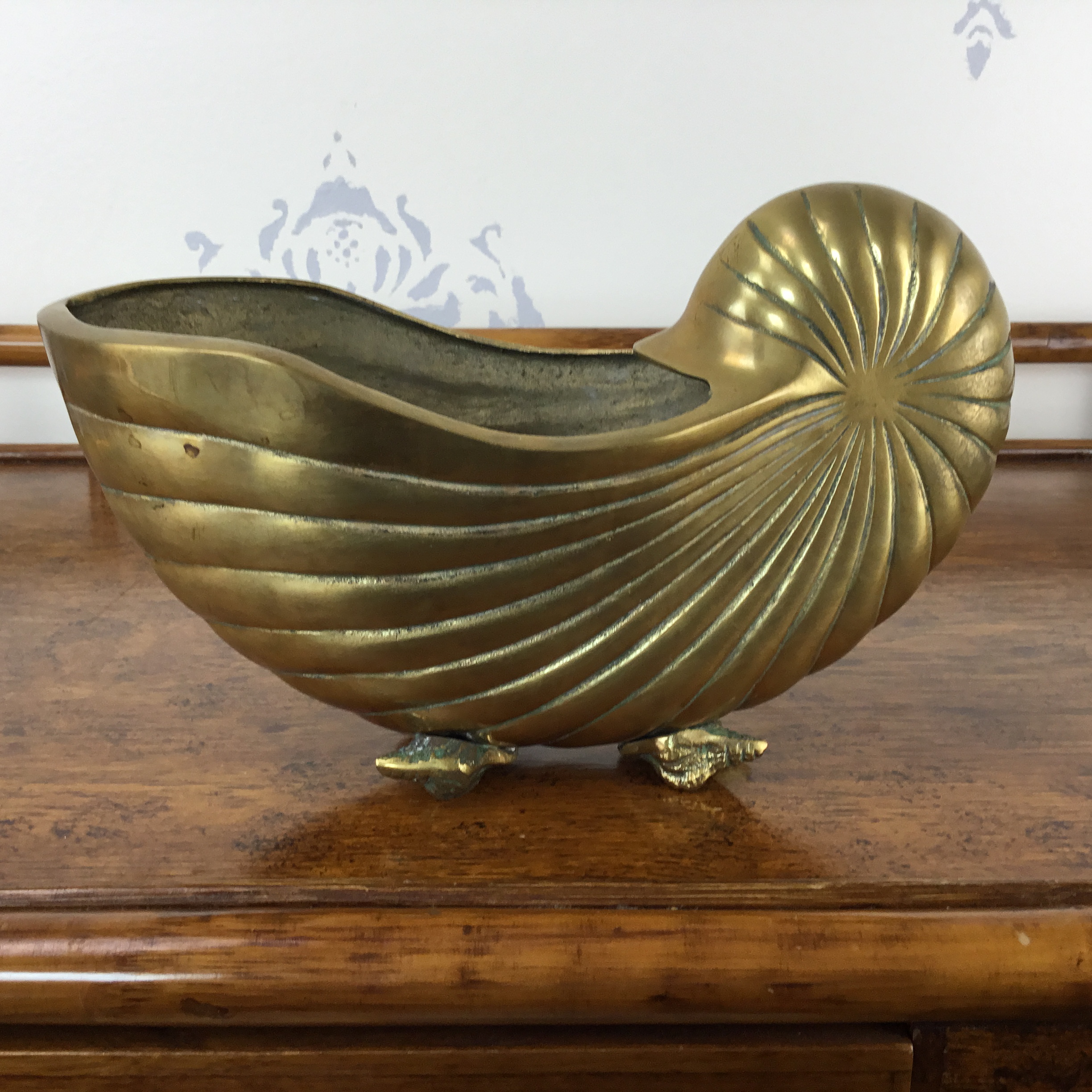 Accents  Vintage Modern Contemporary Solid Brass Nautilus Shell
