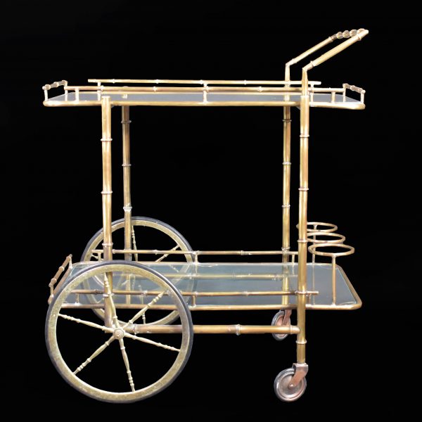 Italian Brass Faux Bamboo Bar Cart