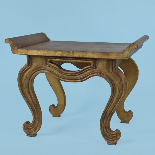 Italian Gold Leaf Pagoda Console and Stools