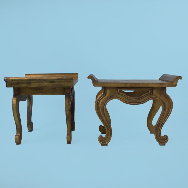 Italian Gold Leaf Pagoda Console and Stools