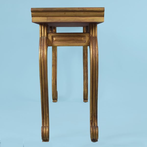 Italian Gold Leaf Pagoda Console and Stools