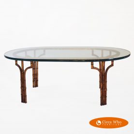 Labarge Gilt BambooOval Coffee Table