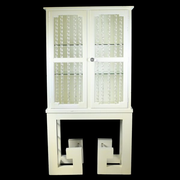 Lacquered Lucite Greek Key Cabinet