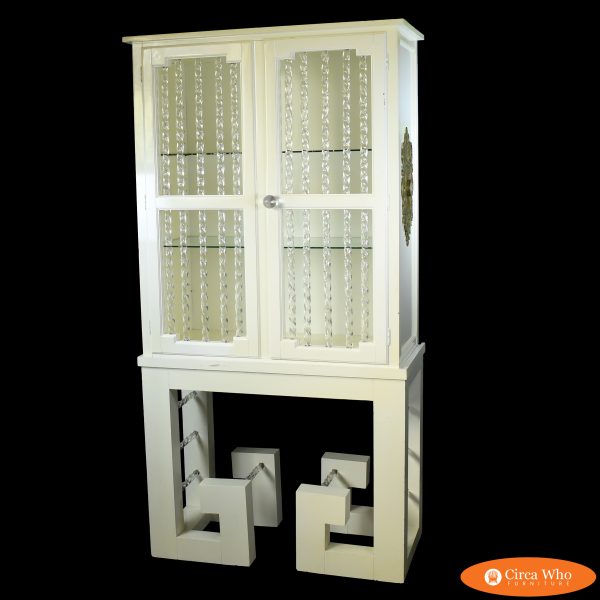Lacquered Lucite Greek Key Cabinet