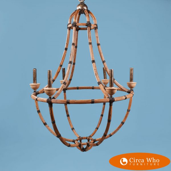Large Bamboo chandelier natural color vintage condition