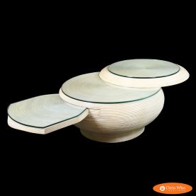 Large Blonde Pencil Reed Swivel Coffee Table