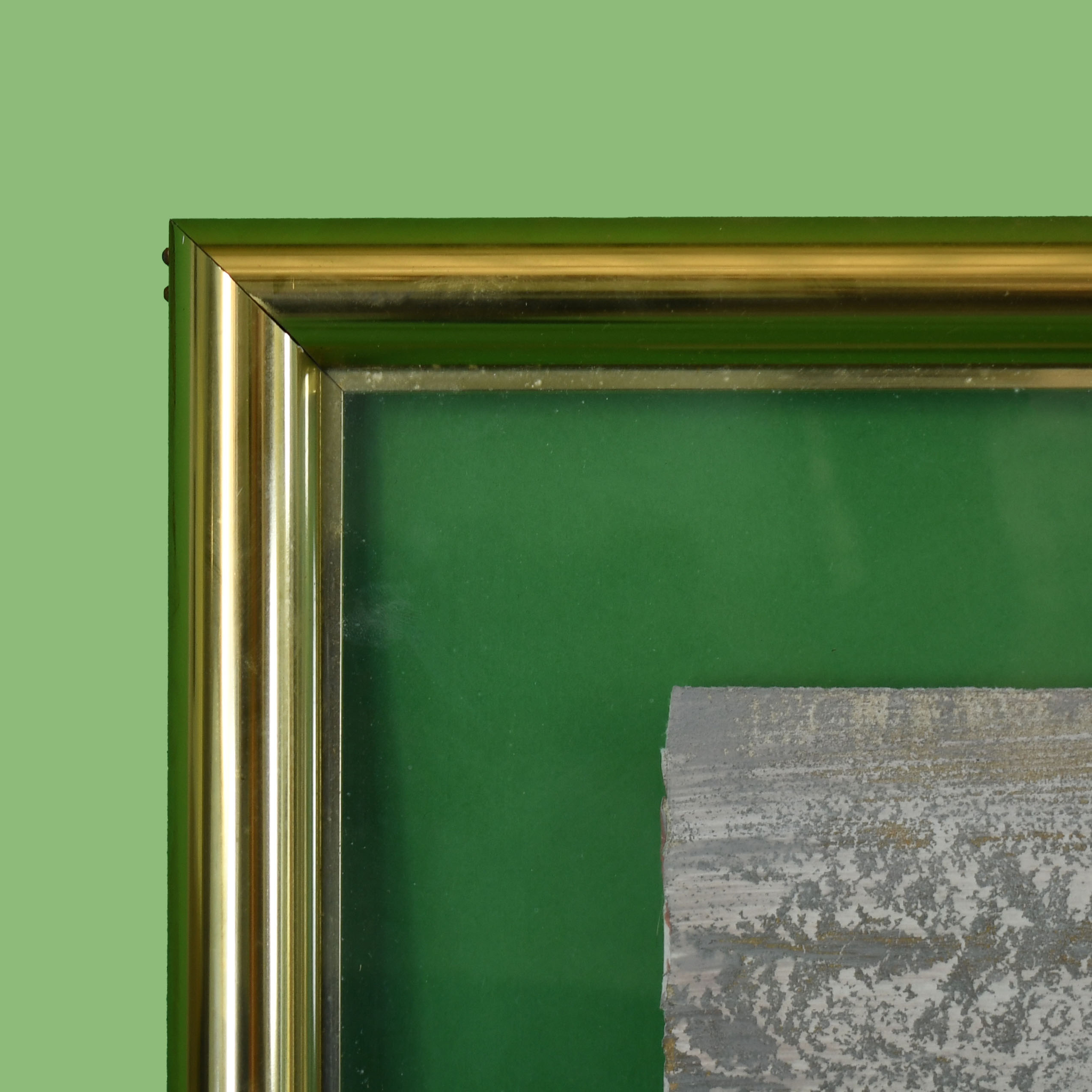 Large Colorful Art With Brass Frame