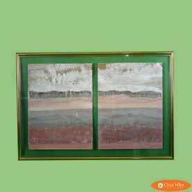 Large Colorful Art With Brass Frame
