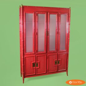 Large Faux Bamboo Burgundy Breakfront