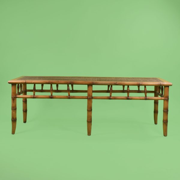 Large Faux Bamboo Cane Bench