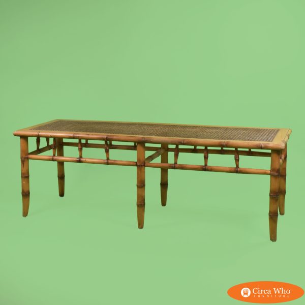 Large Faux Bamboo Cane Bench