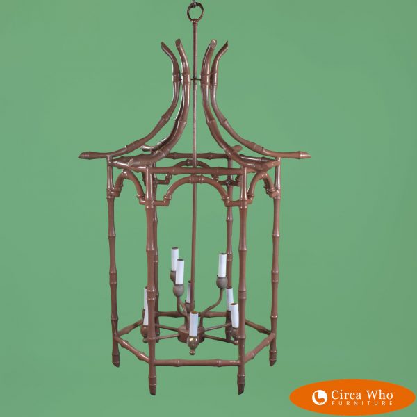 Large Faux Bamboo Pagoda Suspending Chandelier