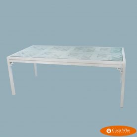 Large Fretwork Dining Table White color with glass top designed by circa who originals