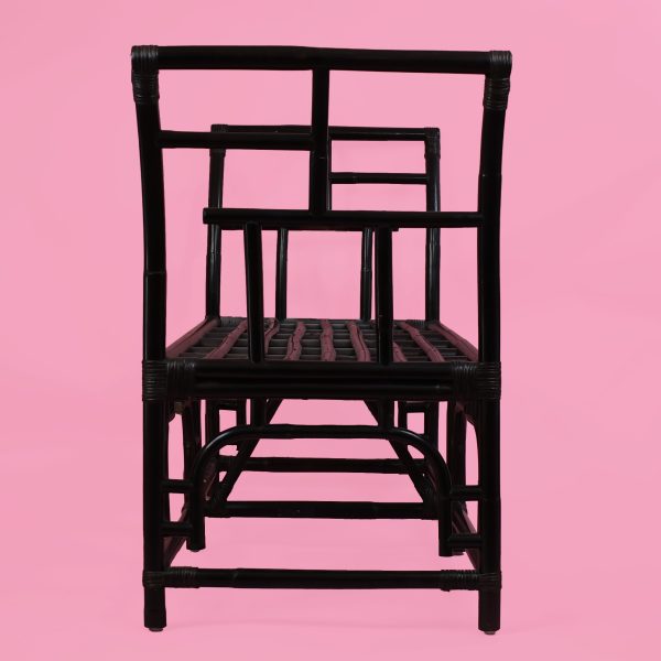 Large Fretwork Rattan Bench