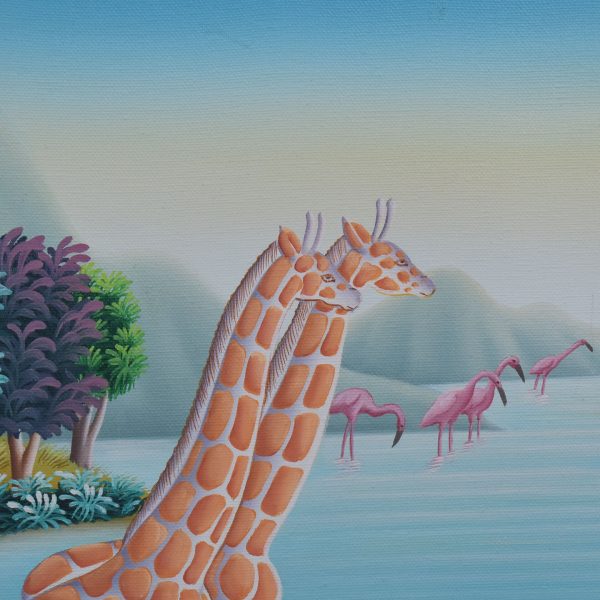 Large Giraffe Haitian Paint