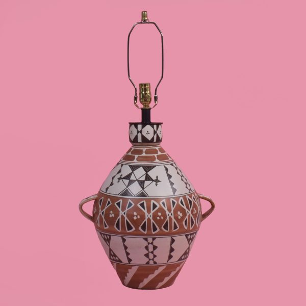 Large Hand-Painted Italian Pottery Lamp