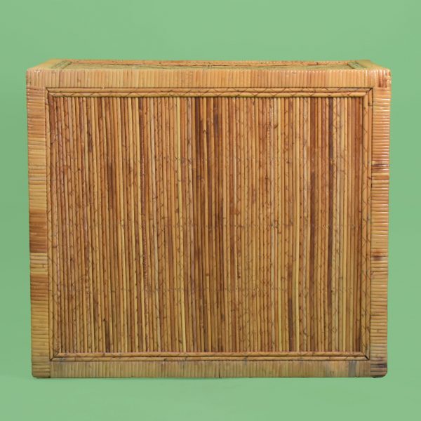 Large Single Pencil Reed Wrapped Rattan Nightstand
