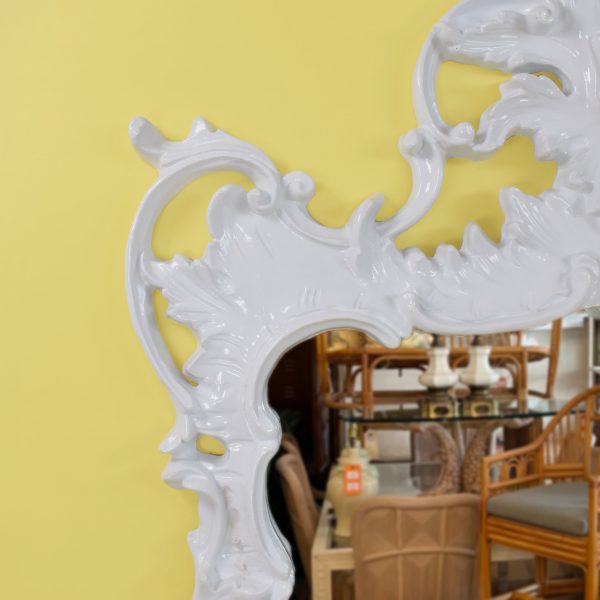 Large White Chippendale Style Mirror