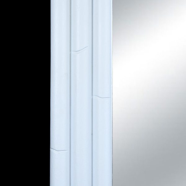 Large White Faux Bamboo Octagon Mirror