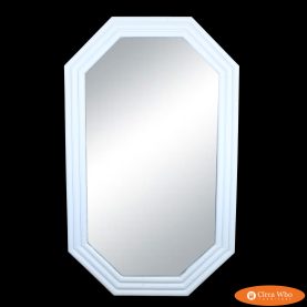 Large White Faux Bamboo Octagon Mirror