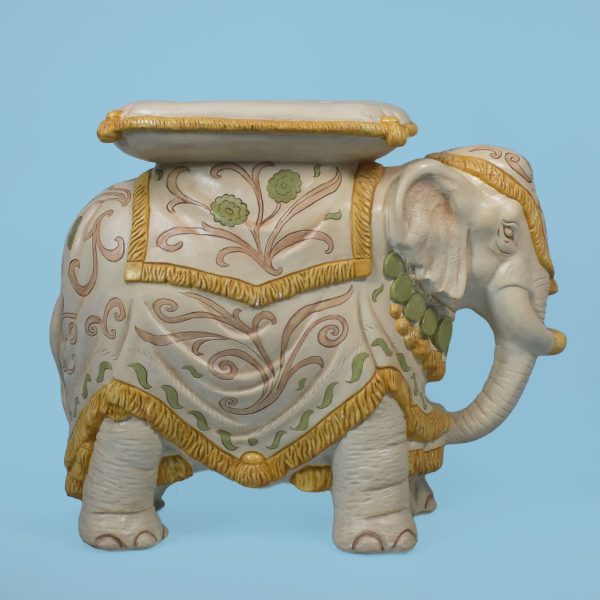 Large Yellow and Green Elephant Garden Seat