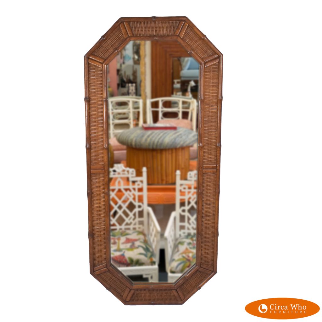 Long Woven Rattan Mirror