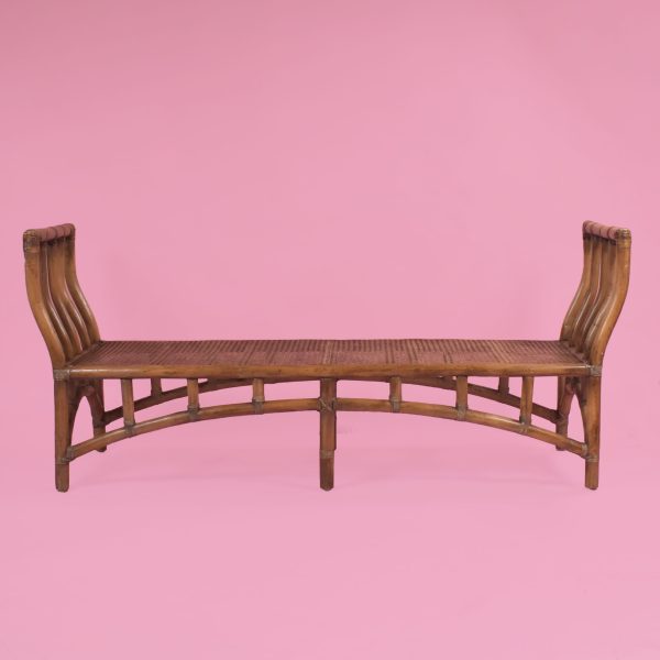Low Wing Rattan Cane Bench