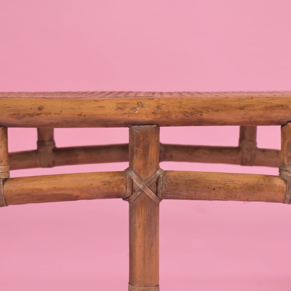Low Wing Rattan Cane Bench