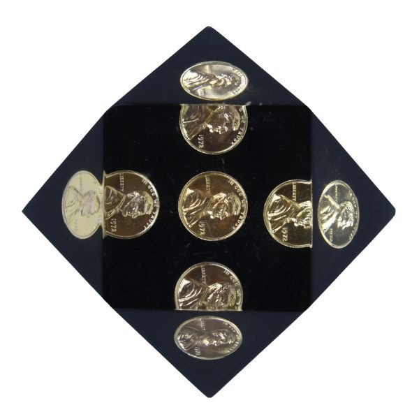 Lucite Paper Weight With Pennies