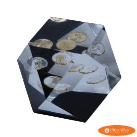 Lucite Paper Weight With Pennies